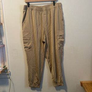 CALIA by Carrie Underwood Taupe Shiny Cargo Jogger Pants Size XL